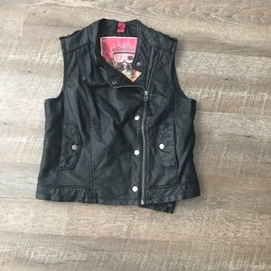 Black leather vest